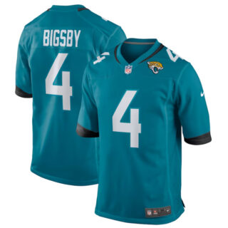 Men's Jacksonville Jaguars #4 Tank Bigsby Teal Stitched Game Jersey