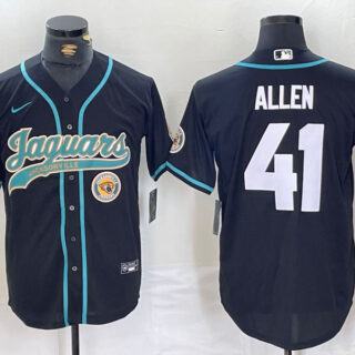 Men's Jacksonville Jaguars #41 Josh Allen Black With Patch Cool Base Stitched Baseball Jerseys