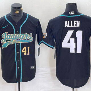 Men's Jacksonville Jaguars #41 Josh Allen Black With Patch Cool Base Stitched Baseball Jerseys