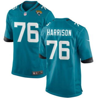 Men's Jacksonville Jaguars #76 Anton Harrison Teal 2023 Draft Stitched Game Jersey