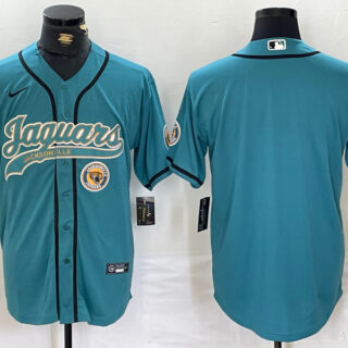 Men's Jacksonville Jaguars Teal With Patch Cool Base Stitched Baseball Jerseys
