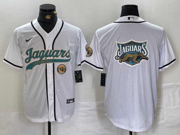 Men's Jacksonville Jaguars White With Patch Cool Base Stitched Baseball Jerseys