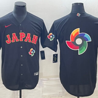 Men's Japan Baseball 2023 Black World Baseball Big Logo With Patch Classic Stitched Jersey