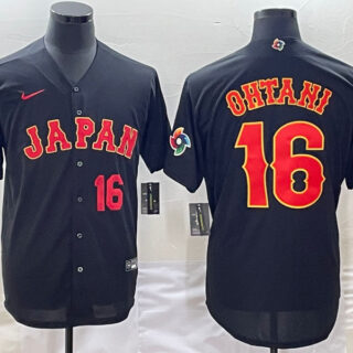 Men's Japan Baseball #16 Shohei Ohtani 2023 Black World Baseball Classic Stitched Jersey