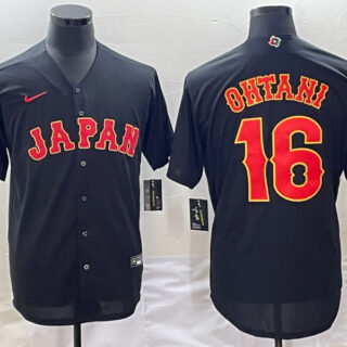 Men's Japan Baseball #16 Shohei Ohtani 2023 Black World Baseball Classic Stitched JerseyS