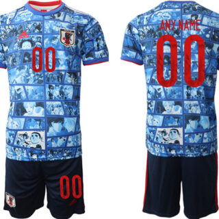 Men's Japan Custom Blue Home Soccer Jersey Suit