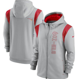 Men's Kansas City Chiefs 2021 Gray Sideline Team Performance Full-Zip Hoodie