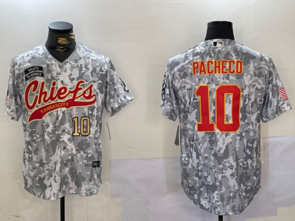 Men's Kansas City Chiefs #10 Isiah Pacheco 2024 Arctic Camo Salute To Service Stitched Baseball Jerseys