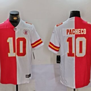 Men's Kansas City Chiefs #10 Isiah Pacheco Red White Split Vapor Limited Stitched Jersey