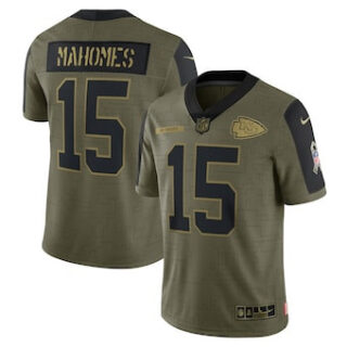 Men's Kansas City Chiefs #15 Patrick Mahomes Nike Olive 2021 Salute To Service Limited Player Jersey