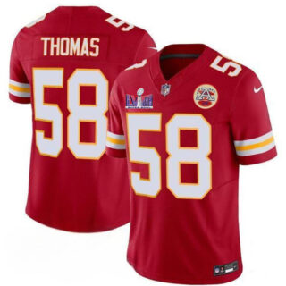 Men's Kansas City Chiefs #58 Derrick Thomas Red F.U.S.E. Super Bowl LVIII Patch Vapor Untouchable Limited Stitched Football Jersey