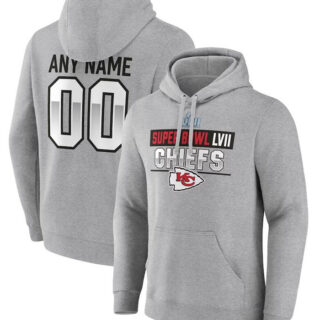Men's Kansas City Chiefs Active Player Custom Grey Super Bowl LVII Name & Number Pullover Hoodie