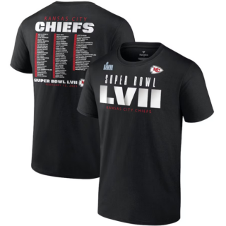 Men's Kansas City Chiefs Black Super Bowl LVII Varsity Roster T-Shirt