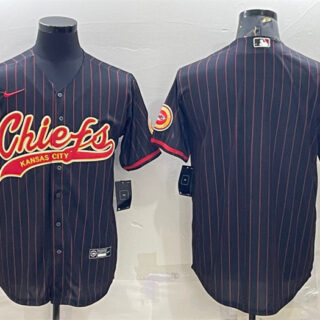 Men's Kansas City Chiefs Blank Black With Patch Cool Base Stitched Baseball Jersey