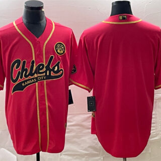 Men's Kansas City Chiefs Blank Red Gold Cool Base Stitched Baseball Jersey