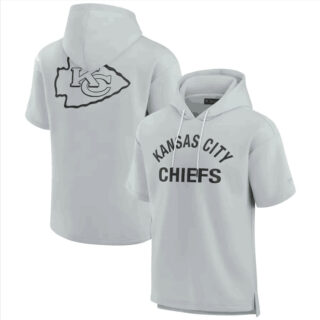 Men's Kansas City Chiefs Gray Super Soft Fleece Short Sleeve Hoodie