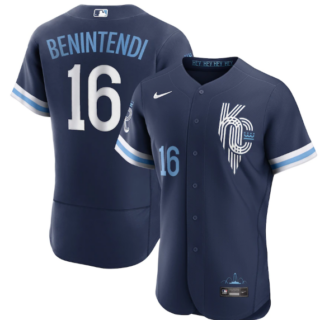Men's Kansas City Royals #16 Andrew Benintendi 2022 Navy City Connect Flex Base Stitched MLB Jersey