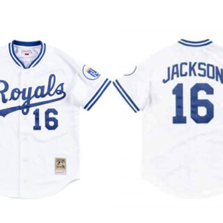 Men's Kansas City Royals #16 Bo Jackson 1989 White Stitched Jersey