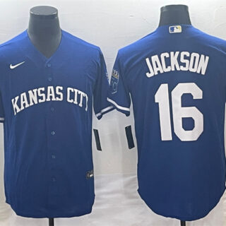 Men's Kansas City Royals #16 Bo Jackson Navy Cool Base Stitched Baseball Jersey