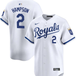 Men's Kansas City Royals #2 Garrett Hampson White 2024 Home Limited Cool Base Stitched Baseball Jersey
