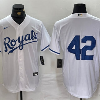 Men's Kansas City Royals #42 Jackie Robinson White Cool Base Stitched Baseball Jersey