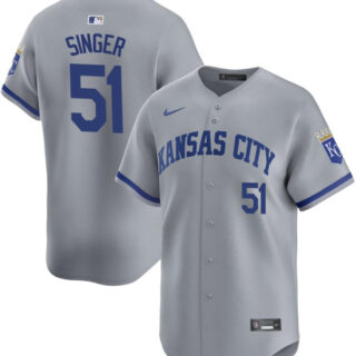Men's Kansas City Royals #51 Brady Singer Grey Away Limited Stitched Baseball Jersey