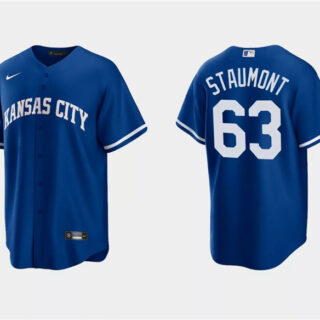 Men's Kansas City Royals #63 Josh Staumont Royal Cool Base Stitched Baseball Jersey