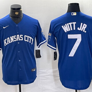 Men's Kansas City Royals #7 Bobby Witt Jr. Royal Cool Base Stitched Baseball Jersey