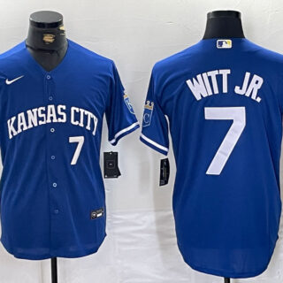 Men's Kansas City Royals #7 Bobby Witt Jr. Royal Cool Base Stitched Baseball Jerseys
