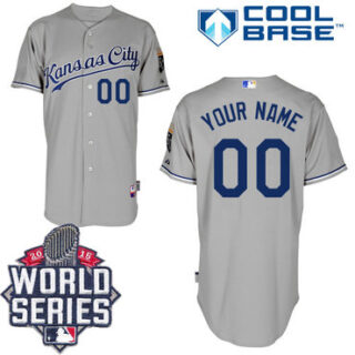 Men's Kansas City Royals Customized Gray 2015 World Series Cool Base Jersey
