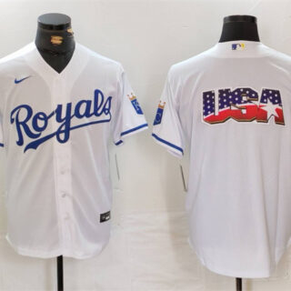 Men's Kansas City Royals White Team Big Logo Cool Base Stitched Jerseys