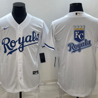 Men's Kansas City Royals White Team Big Logo Cool Base Stitched Jersey