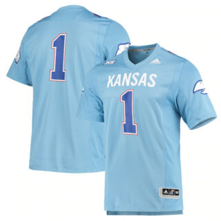 Men's Kansas Jayhawks #1 Light Blue Stitched Jersey