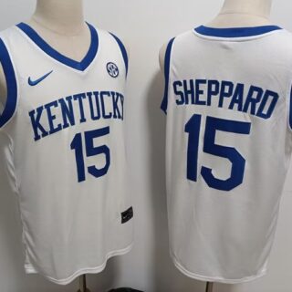 Men's Kentucky Wildcats #15 Reed Sheppard White Stitched Jersey