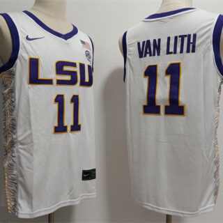 Men's LSU Tigers #11 Hailey Van Lith White Stitched Jersey