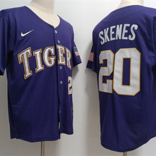 Men's LSU Tigers #20 Paul Skenes Purple Stitched Baseball Jersey