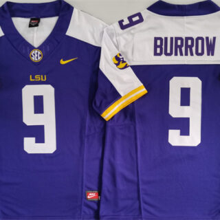 Men's LSU Tigers #9 Joe Burreaux Purple White F.U.S.E. Stitched Jersey