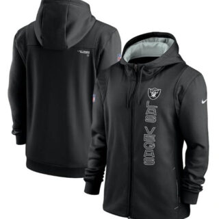 Men's Las Vegas Raiders 2021 Black Sideline Team Performance Full-Zip Hoodie
