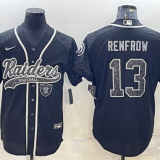 Men's Las Vegas Raiders #13 Hunter Renfrow Black Reflective With Patch Cool Base Stitched Baseball Jersey