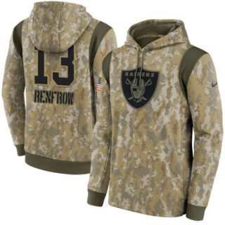Men's Las Vegas Raiders #13 Hunter Renfrow Camo 2021 Salute To Service Therma Performance Pullover Hoodie