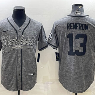 Men's Las Vegas Raiders #13 Hunter Renfrow Grey With Patch Cool Base Stitched Baseball Jersey