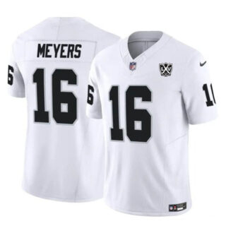 Men's Las Vegas Raiders #16 Jakobi Meyers White 2024 F.U.S.E 65th Anniversary Patch Vapor Stitched Football Jersey