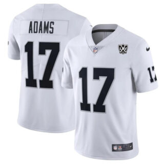 Men's Las Vegas Raiders #17 Davante Adams White 2024 65th Anniversary Patch Vapor Stitched Football Jersey