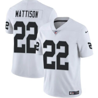 Men's Las Vegas Raiders #22 Alexander Mattison White 2024 Vapor Stitched Football Jersey