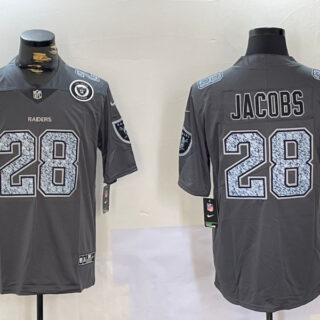 Men's Las Vegas Raiders #28 Josh Jacobs Grey Limited Stitched Jerseys
