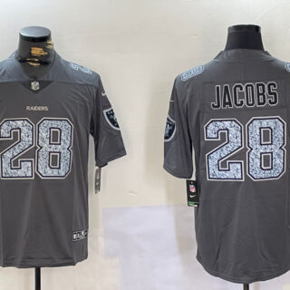 Men's Las Vegas Raiders #28 Josh Jacobs Grey Limited Stitched Jersey