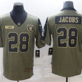 Men's Las Vegas Raiders #28 Josh Jacobs Nike Olive 2021 Salute To Service Limited Player Jersey