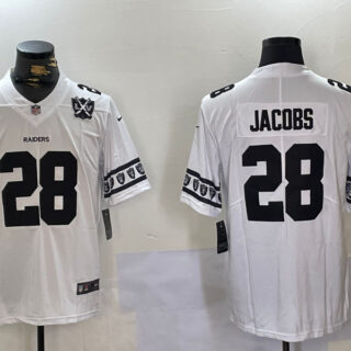 Men's Las Vegas Raiders #28 Josh Jacobs White Limited Stitched Jerseys