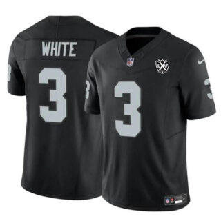 Men's Las Vegas Raiders #3 Zamir White Black 2024 F.U.S.E 65th Anniversary Patch Vapor Stitched Football Jersey