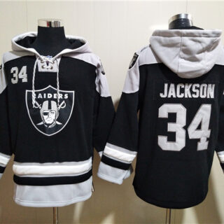 Men's Las Vegas Raiders #34 Bo Jackson Black Ageless Must-Have Lace-Up Pullover Hoodie
